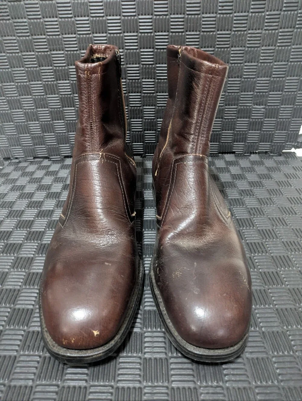 Knapp Safety Shoe Steel Toe Work Boots Side Zip Brown Leather Mens 10.5 EE USA